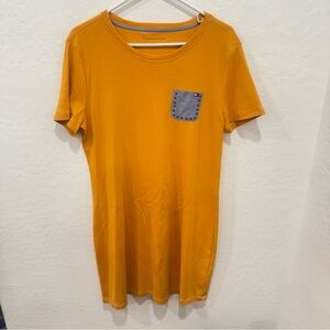 Tommy Hilfiger T-Shirt Dress Womens Large Yellow Patchwork Pocket Casual Summer